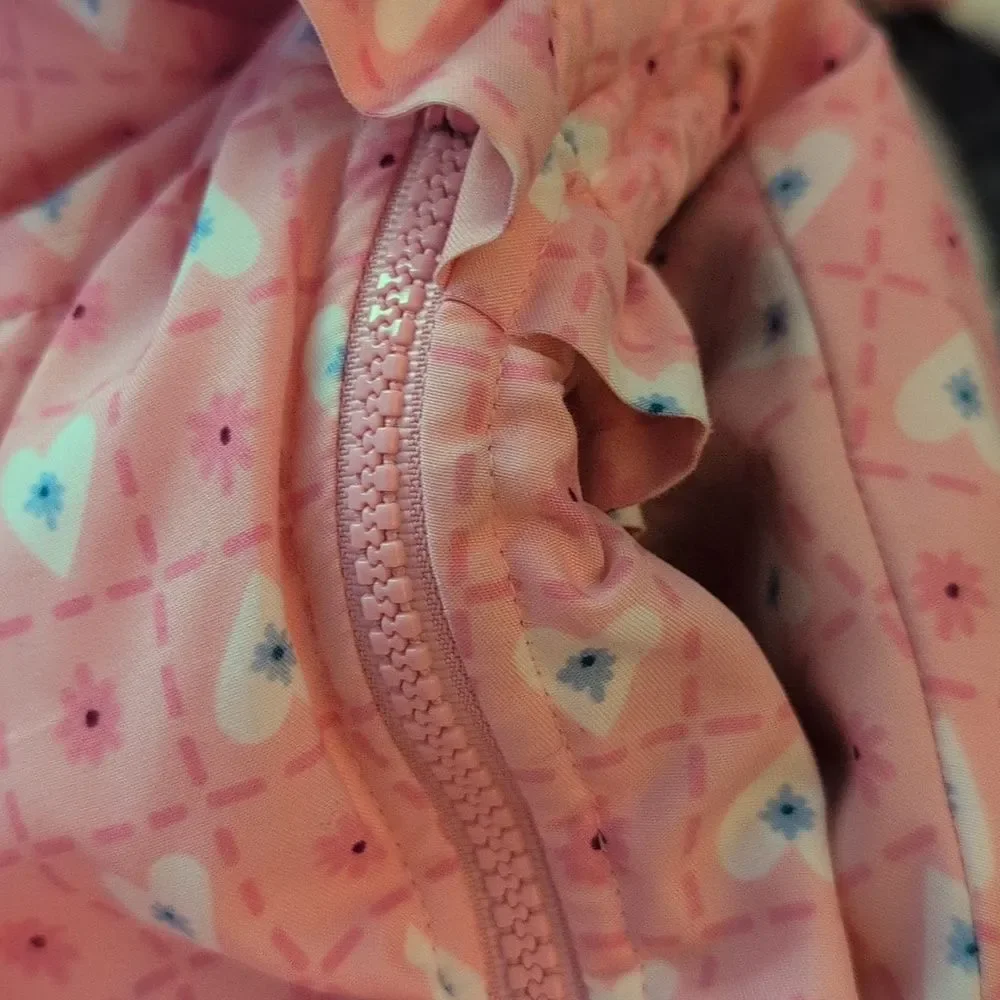 Gymboree Rainbow Tag Vintage Girl Pink Heart Floral Print Winter Snow Suit Coat